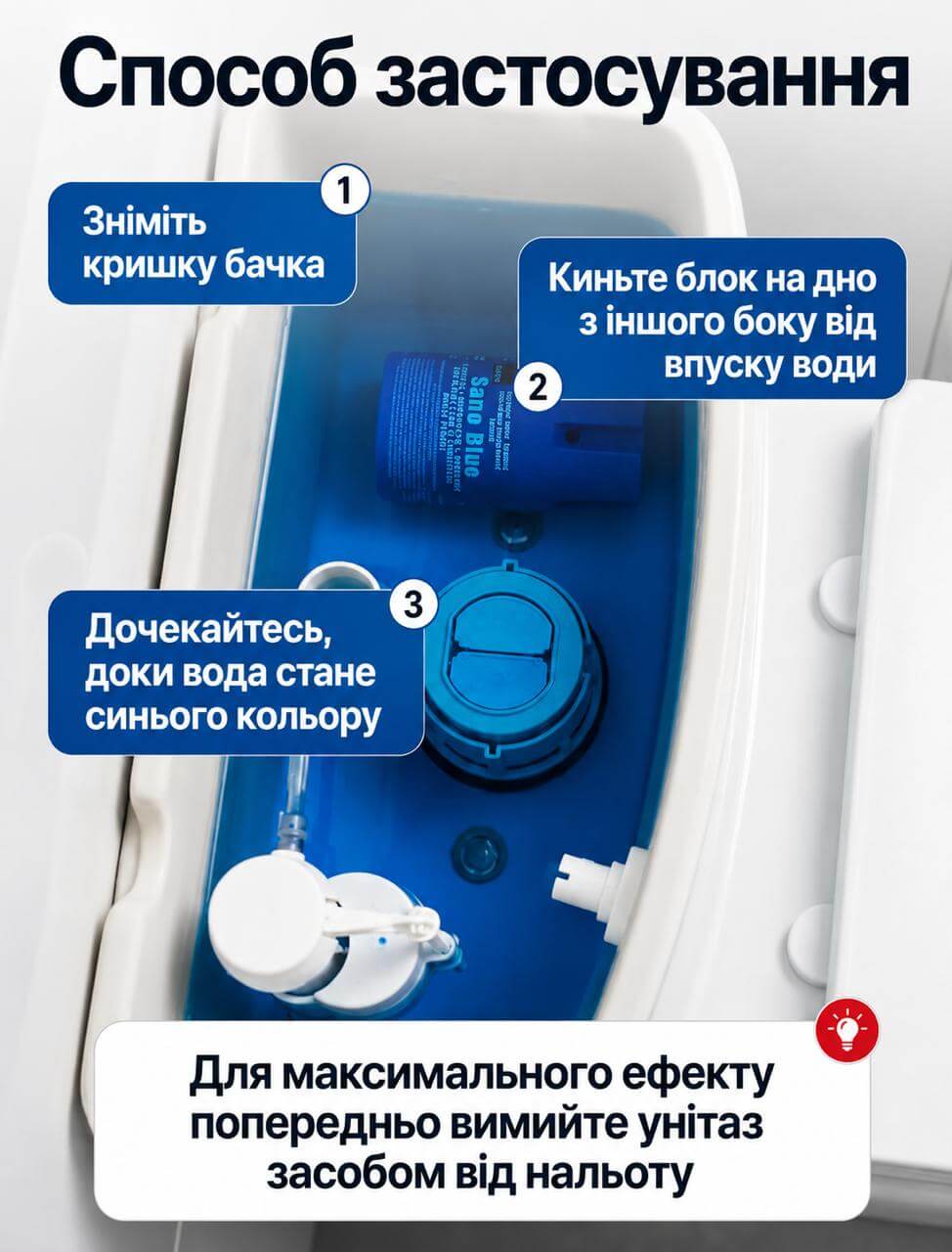 Блок для зливного бачка Sano Blue